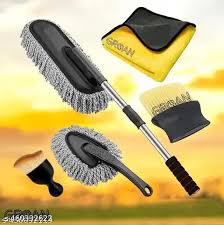 5 PCS Macicrofiber Car Duster Kit Interior & Exterior Car Cleaning Detailing Tool Scratch & Lint Free, Pollen Removing Extendable Long Handle Duster for Car & Motorcycle car (Car Duster Kit)