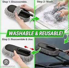5 PCS Macicrofiber Car Duster Kit Interior & Exterior Car Cleaning Detailing Tool Scratch & Lint Free, Pollen Removing Extendable Long Handle Duster for Car & Motorcycle car (Car Duster Kit)